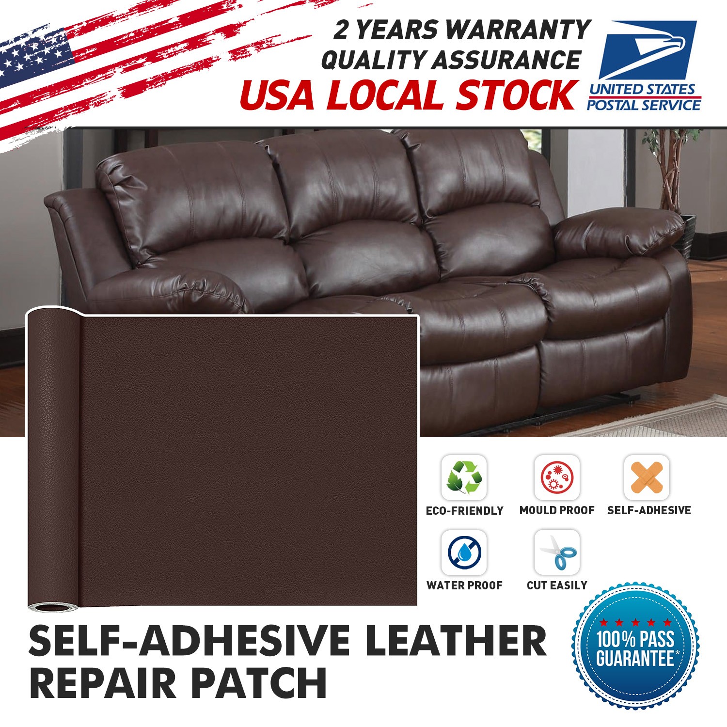 Self Adhesive Patch Leather Repair Tape for Car Seats Couch Furniture Upholstery