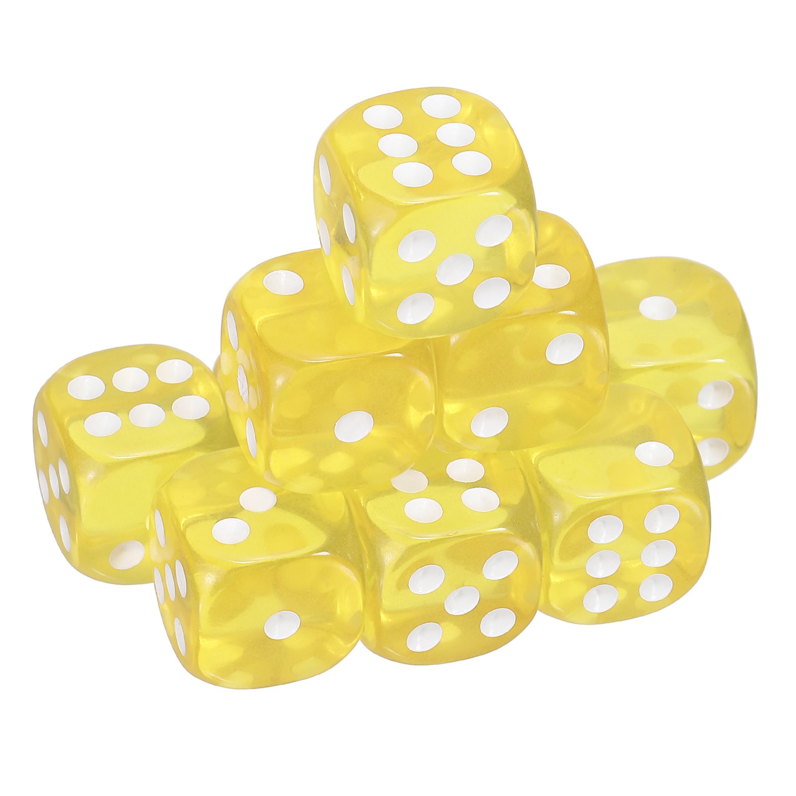 10Pcs 6 Sided Acrylic Dice 14mm/0.55" Rounded Corner Translucent Dice Yellow