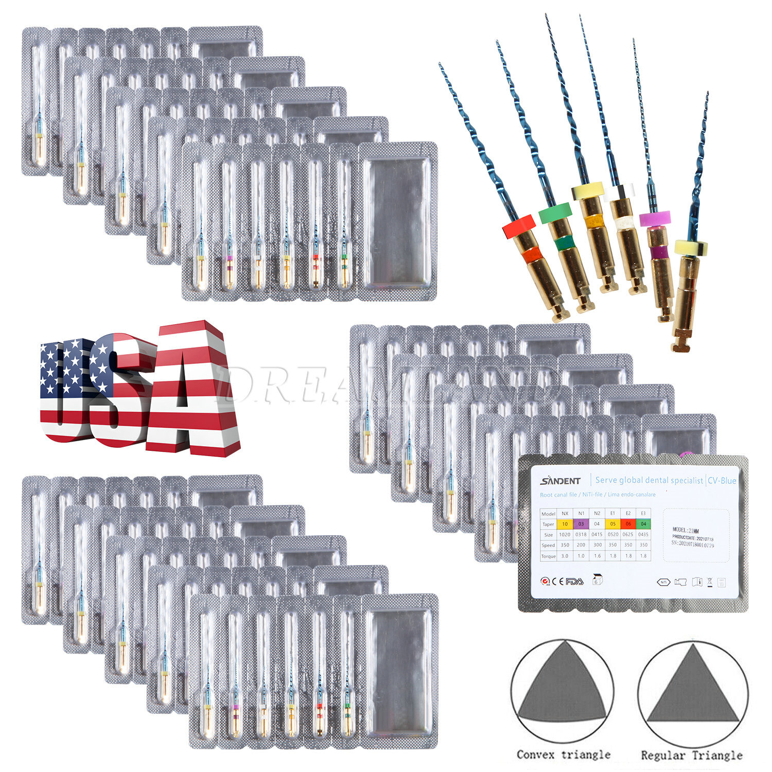 SANDENT Dental Endo NiTi Root Canal Super Rotary Files Engine Use NX-E3 21mm