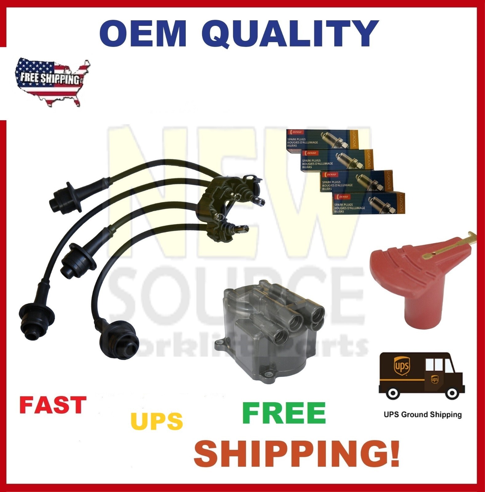 4Y TOYOTA FORKLIFT TUNE UP KIT DENSO GENUINE W9-EXR-U SPARK PLUGS  UPS
