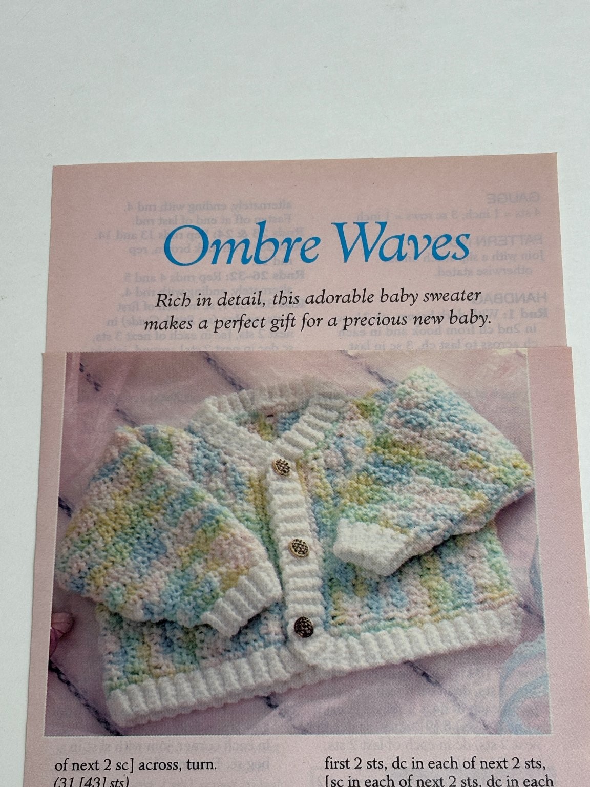 Ombre Waves Crochet Pattern Baby Sweater Magazine Pages