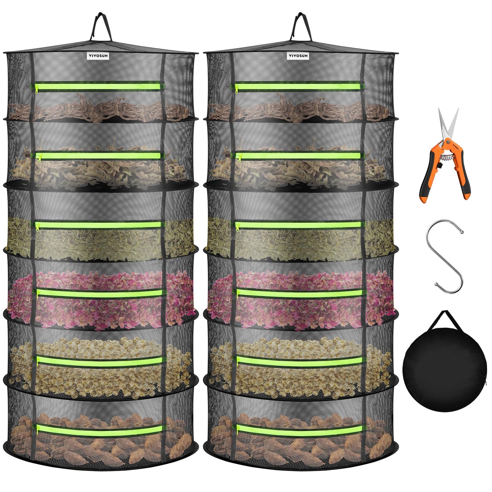 6 Layer Drying Rack Mesh Herb Dehydrator Hanging Grow Tent Buds Herbs