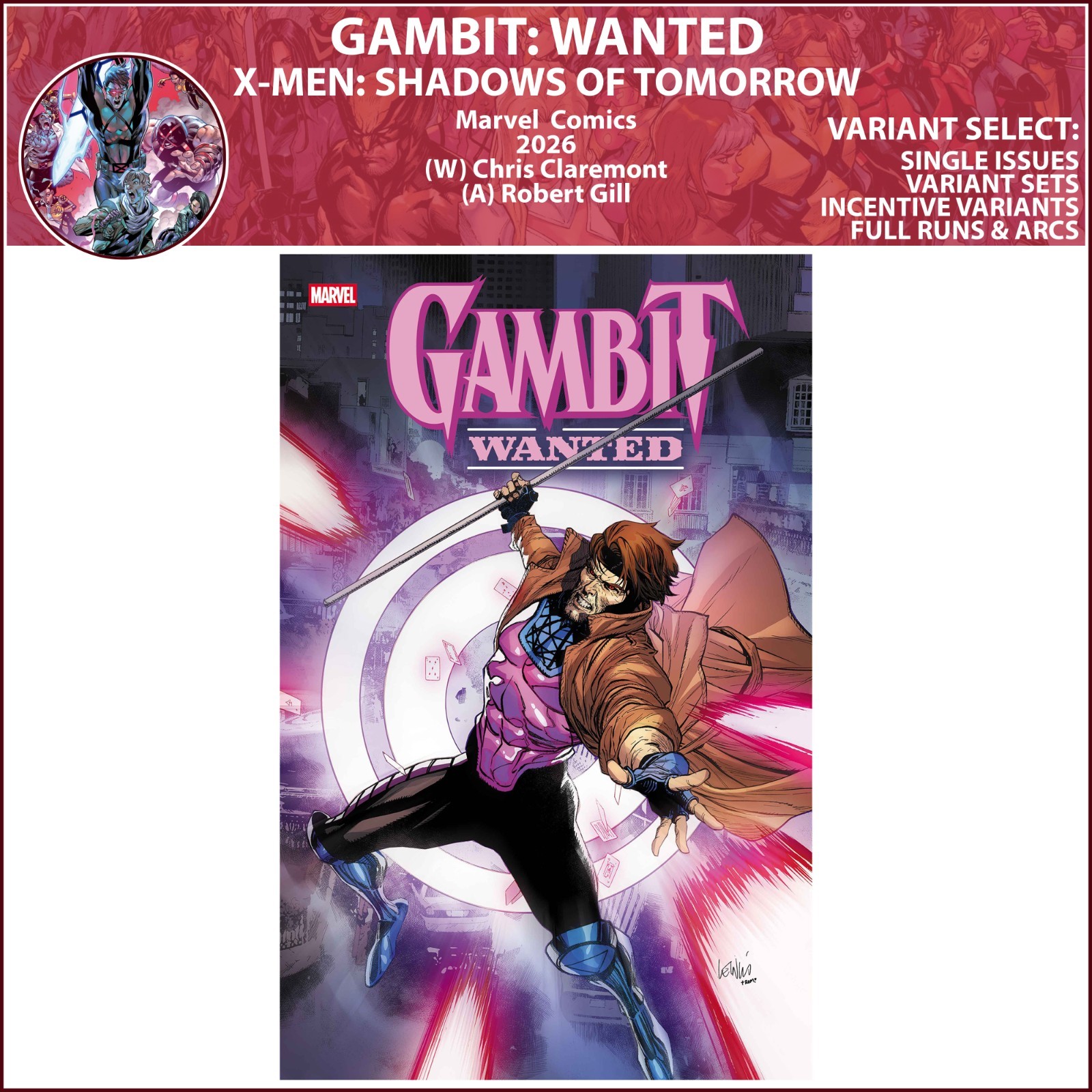 Gambit: Wanted (2026) #1 Marvel Comics COVER SELECT
