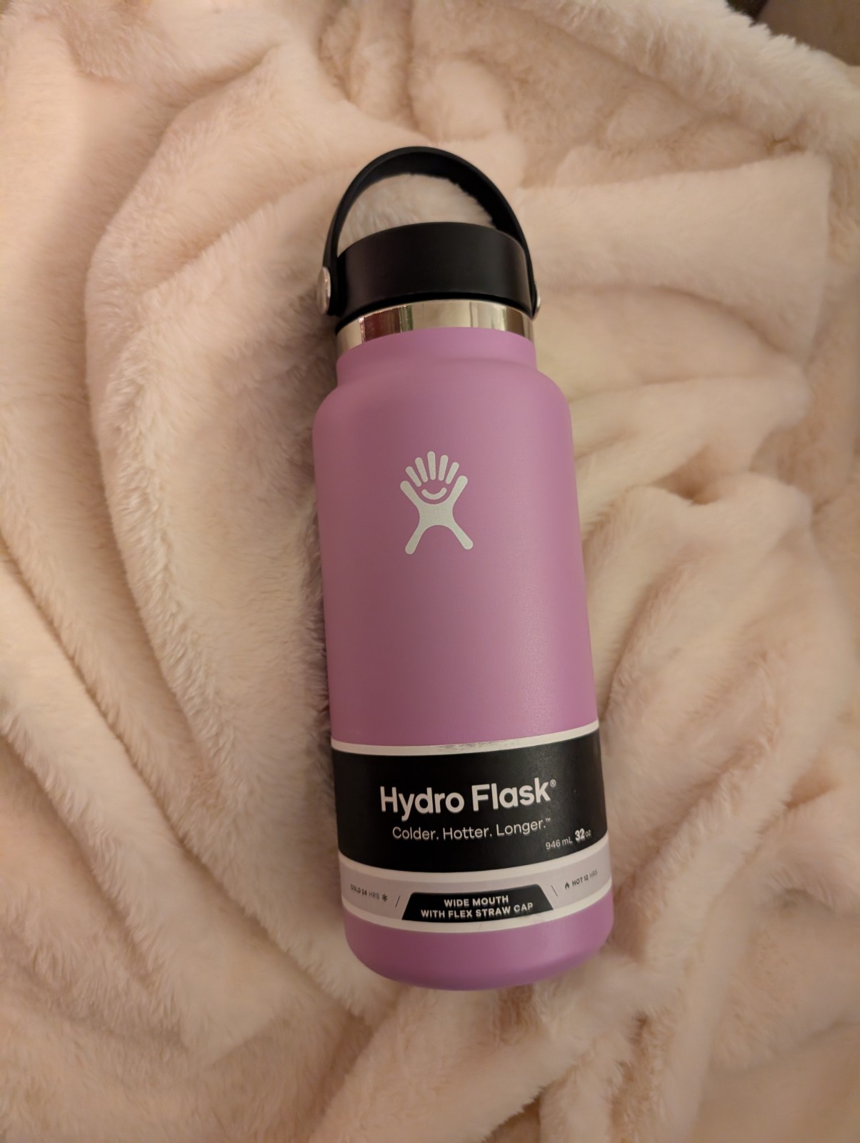 Hydro Flask 32oz Wide Mouth Water Bottle with Flex Straw Cap Pink Purple New NWT