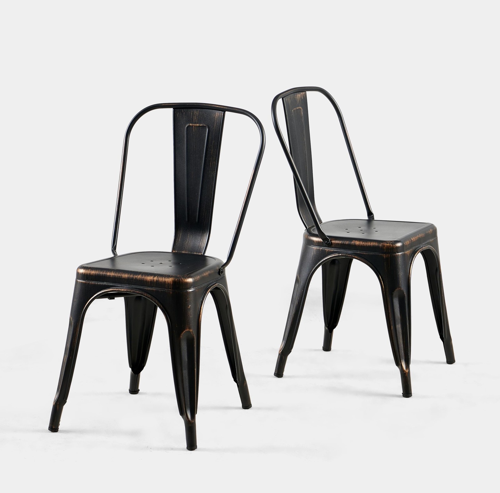 SOLEGGIATA Metal Dining 18 inches x 18 x 33 inches, Onyx Black Vintage