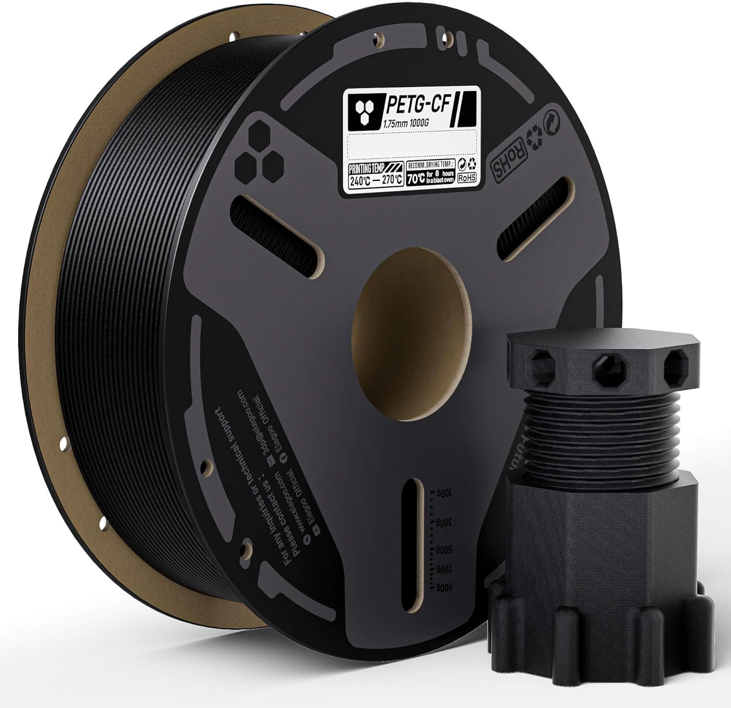 Carbon Fiber PETG Filament 1.75mm High Strength Rigidity Black 1kg