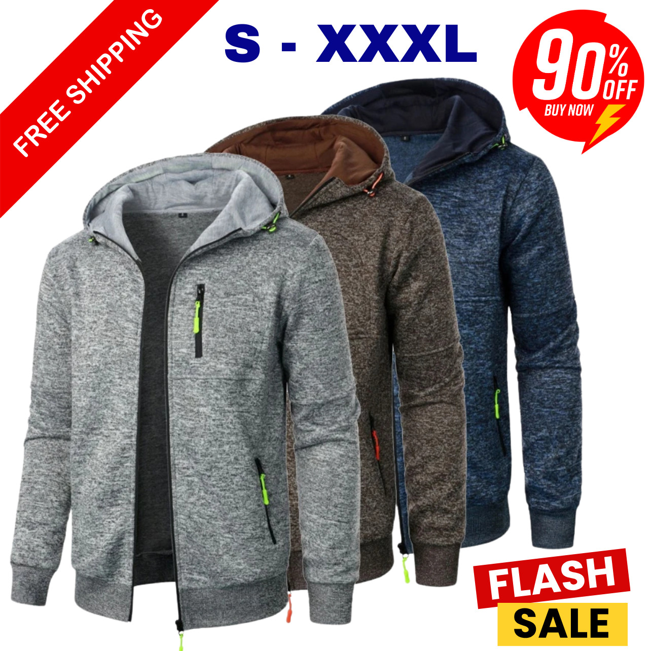 New Men’s Streetwear Oversize Hoodie Zipper Jacket Winter Warm Tracksuit Gift