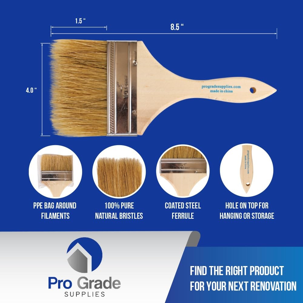 - Chip Paint Brushes - 24 Ea 4 Inch Chip Paint Brush Light Brown