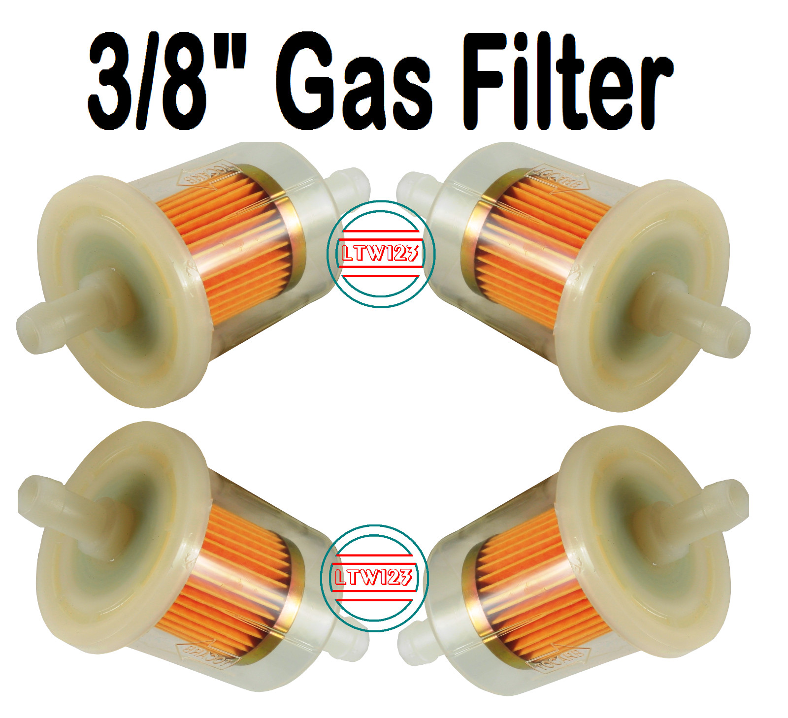 (3 Pieces) 3/8"Gas Filter High Performance extra Long 4.08"L