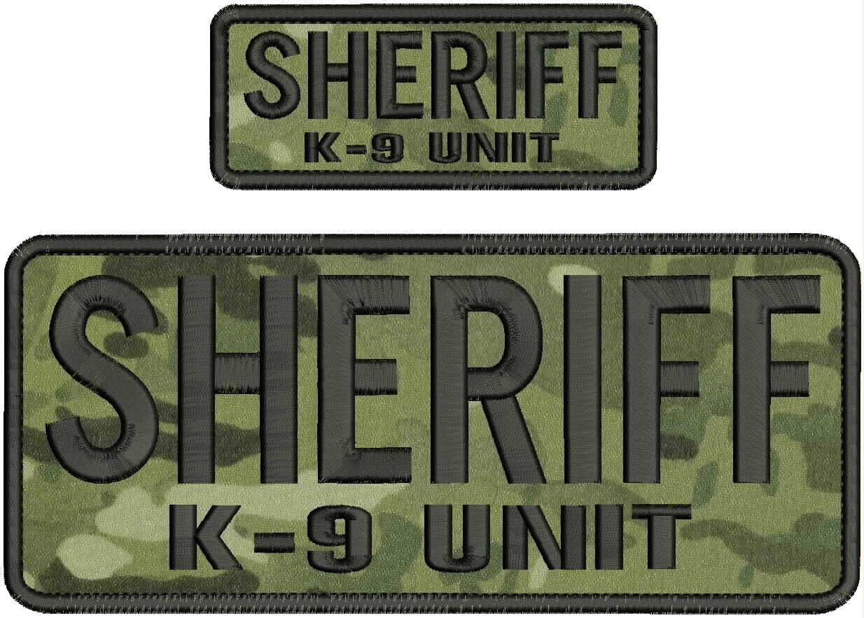 SHERIFF K -9 UNIT embroidery patches 4x10 AND 2x5 hook on back ON BLACK