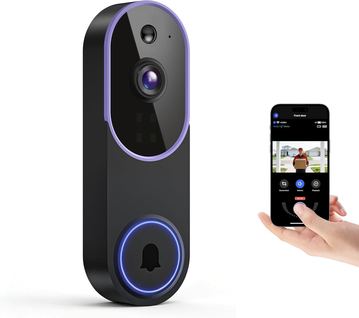 WiFi Ring Doorbell Camera 1080P HD Wireless Video Security Door Bell Chime