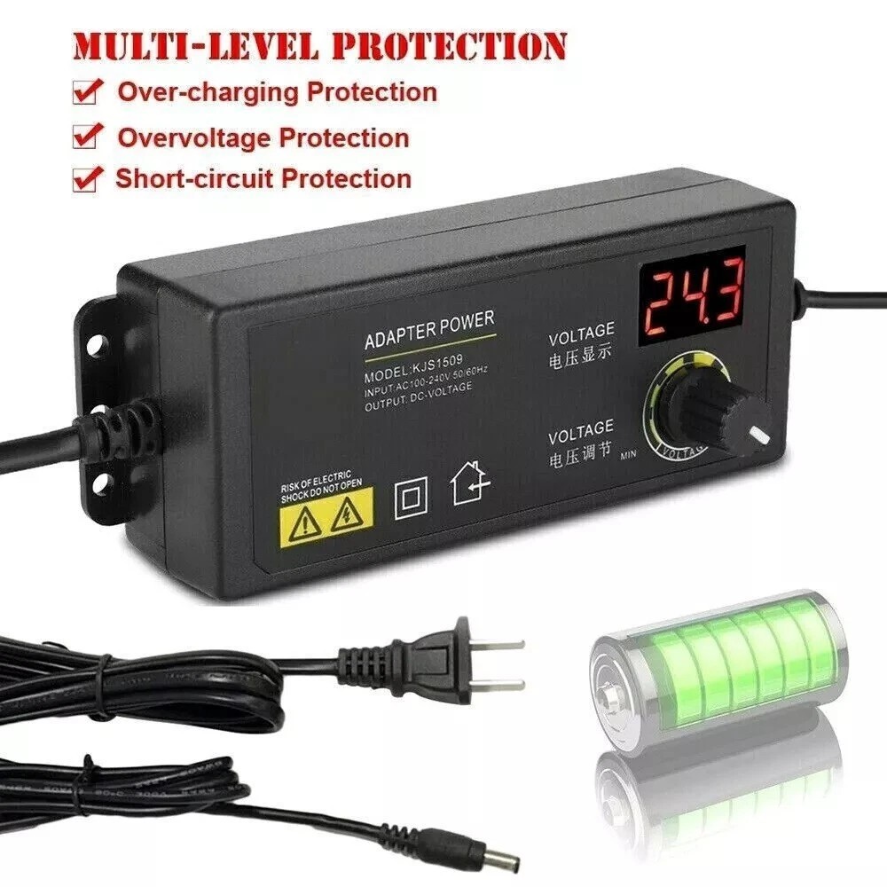 60W Power Supply DC 3V~24V Adjustable Variable Universal Switching AC/DC Adapter