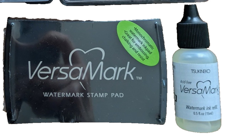 12 Craft Ink Pads, Black ReInker, Versamark Watermark Pad+ReInker VALUE BUNDLE