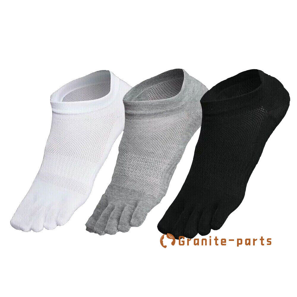 6 Pairs Low Cut Five Finger Toe Ankle Casual Sport Men Combed Cotton Socks 10-13