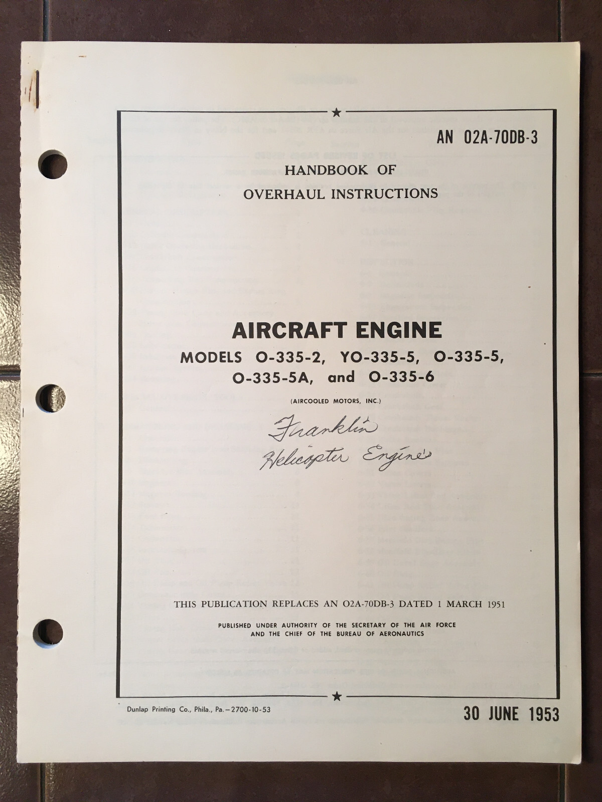 Aircooled Motors O-335-2, YO-335-5, O-335-5, O-335-5A & O-335-6 Overhaul Manual