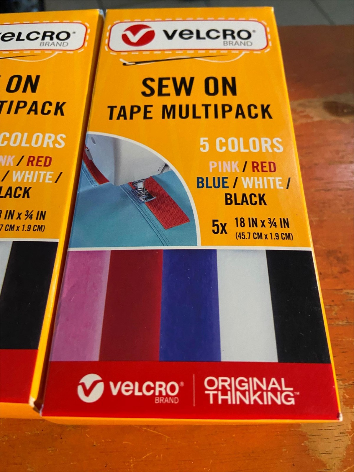 NIP VELCRO Brand Sew On Tape Multipack 5 Colors 5X 18 in x 3/4 in.