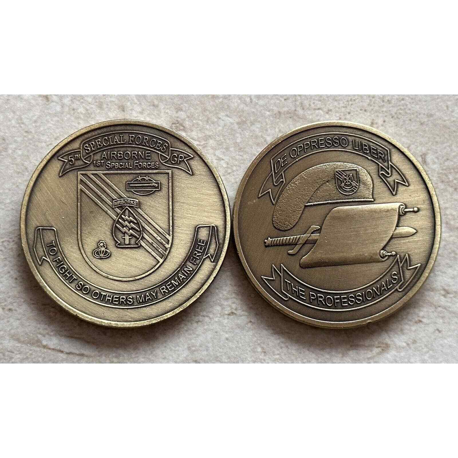5TH GROUP Challenge Coin ARMY AIRBORNE SPECIAL FORCES "THE PROFESSIONALS"