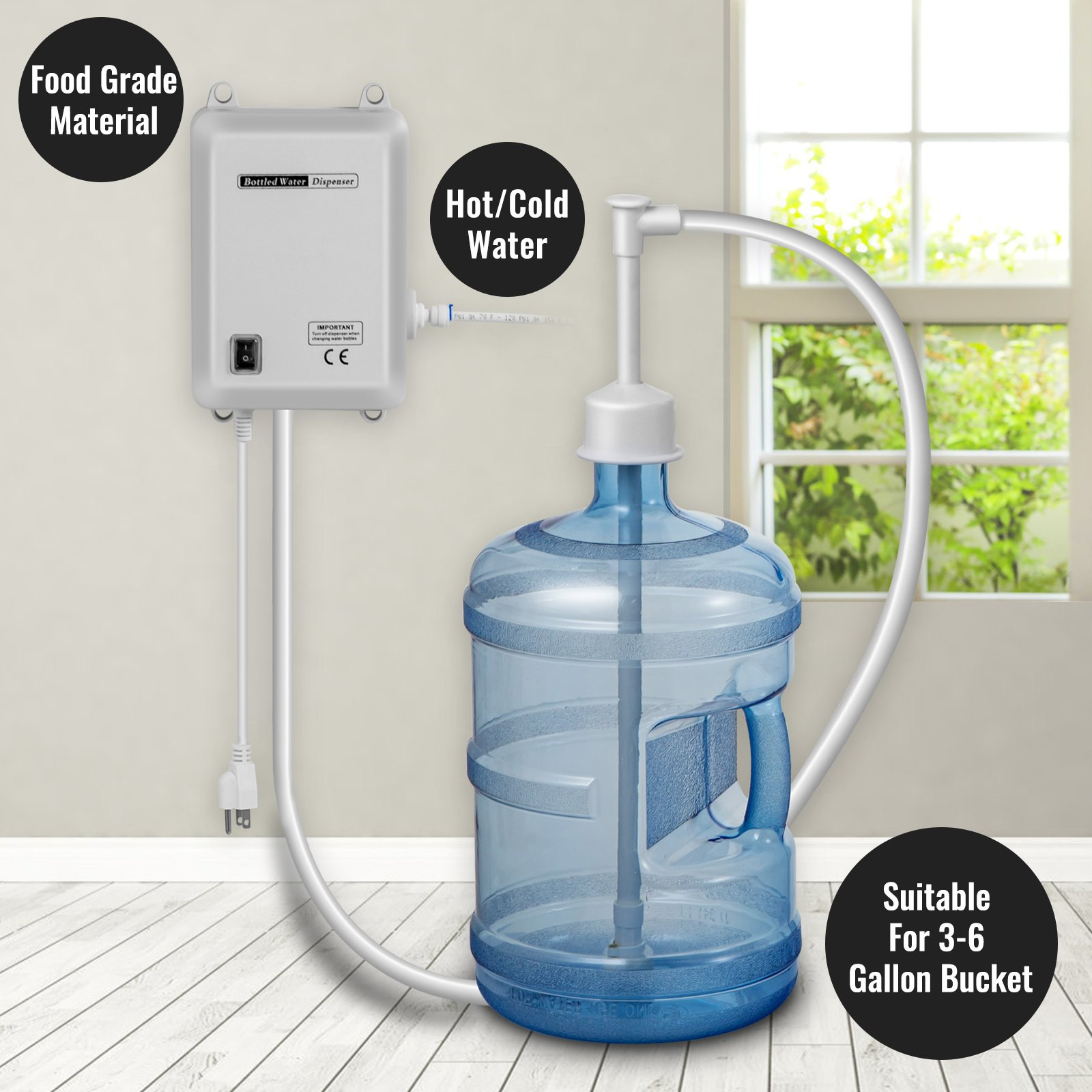 VEVOR Water Pump System for 5 Gallon Bottles, Automatic Electric Dispenser, Sing