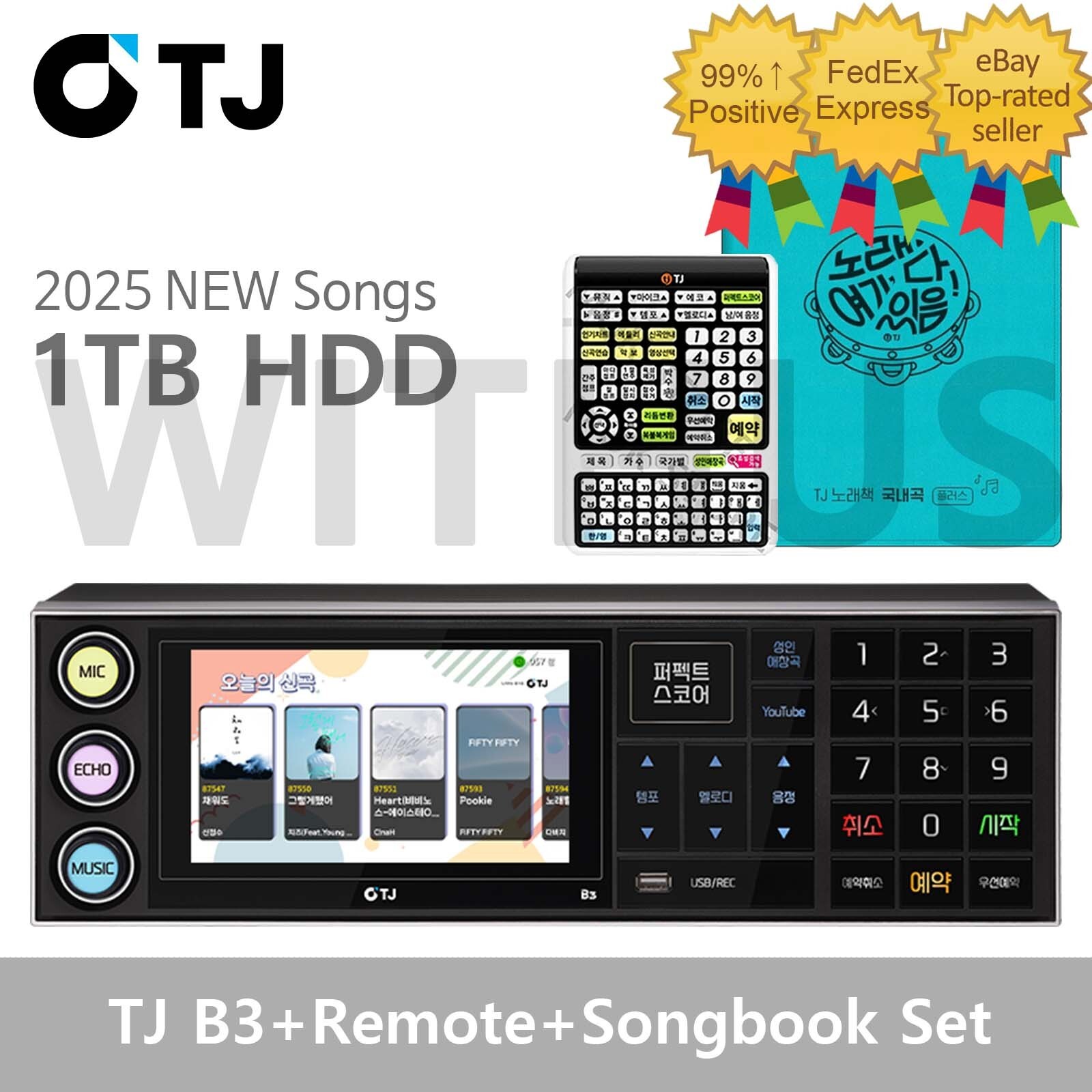 TJ Taijin Media B3 Karaoke Machine System 1TB+Remote Control+SongBook(Korean)