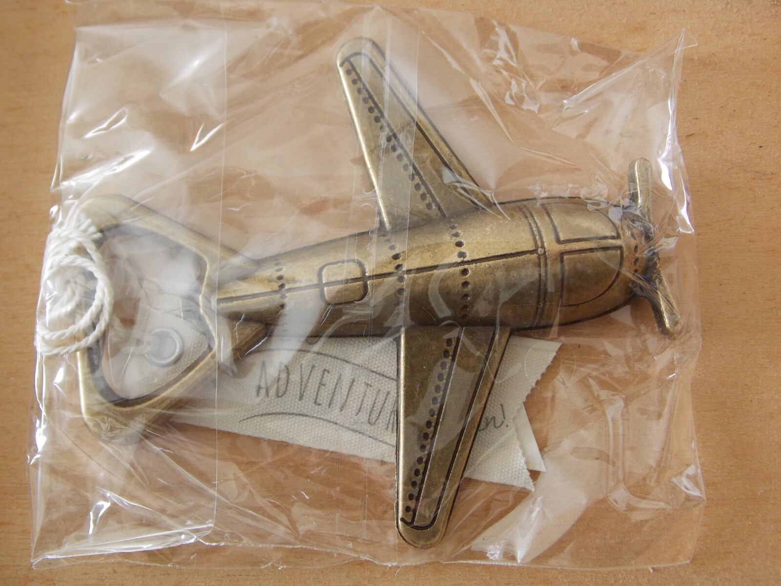 Airplane Bottle Opener by Kate Aspen Brass Colored Metal 3.75"