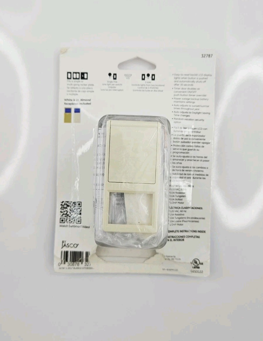 GE SunSmart Digital In-Wall Timer Daily ON/OFF Times Programmable Settings 32787