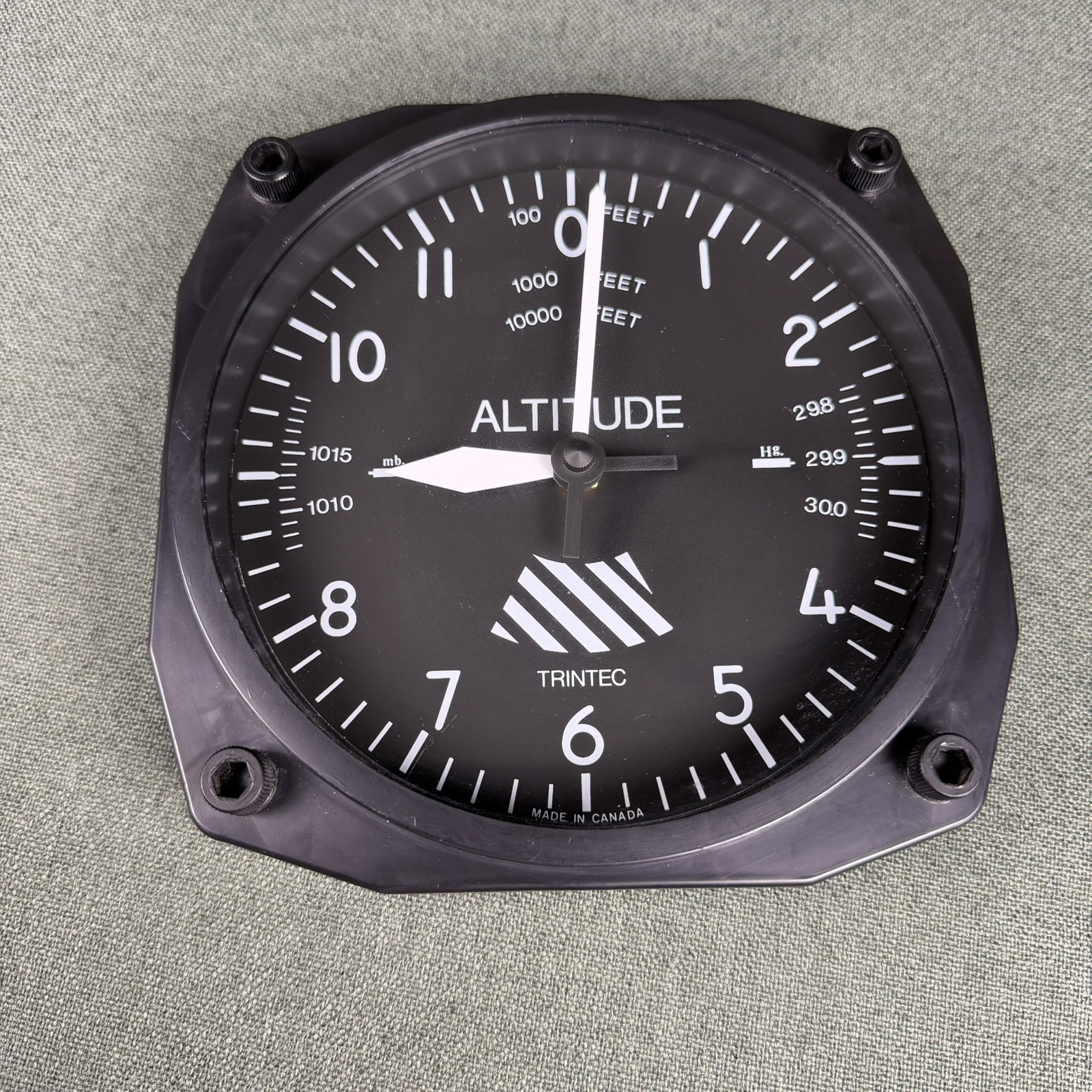 Trintec Vintage Aviation Altimeter 6.5" Wall Clock 9060 - Made in Canada -Tested