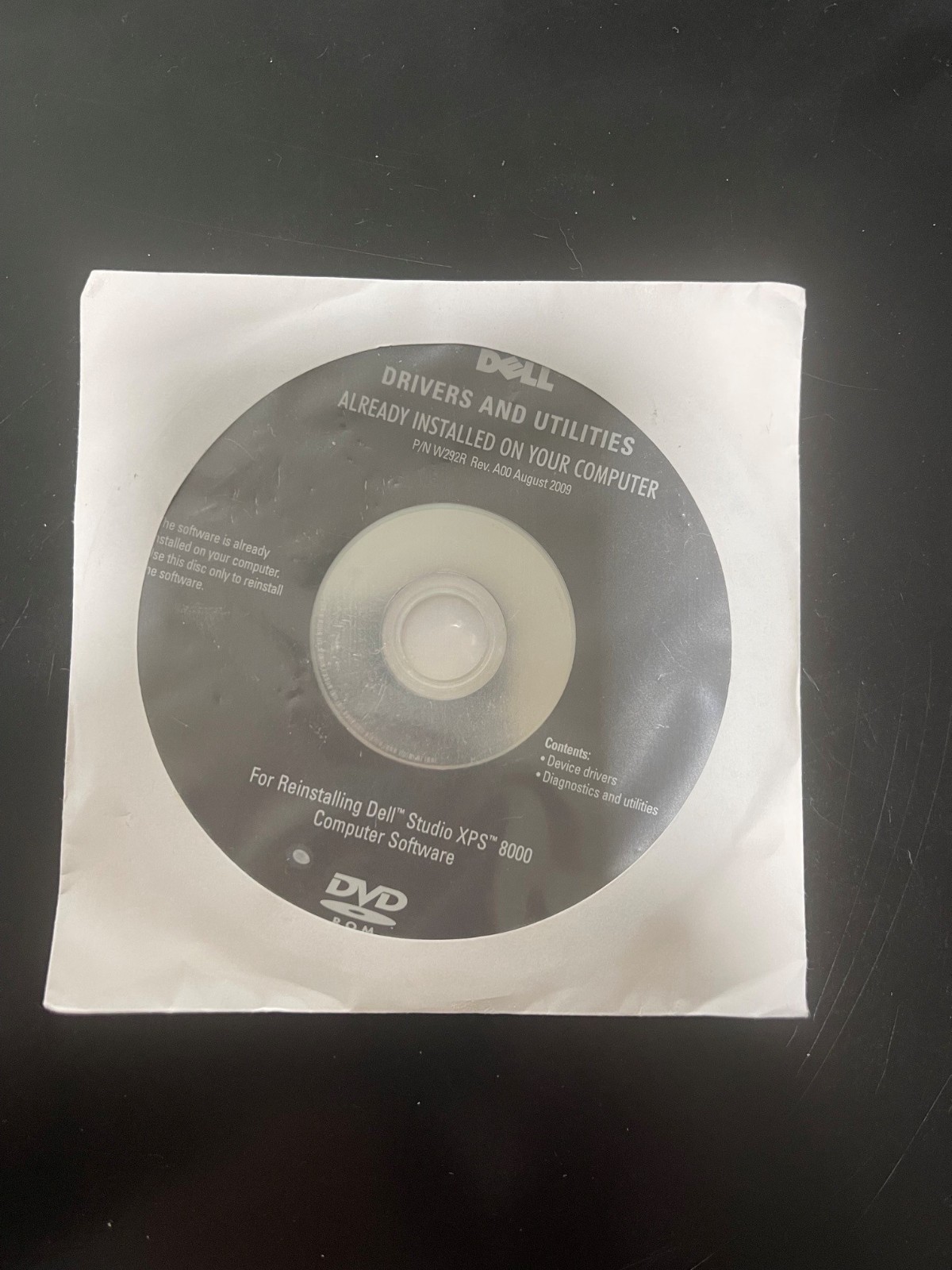 Dell Studio XPS 8000 Drivers and Utilities Reinstallation Disc