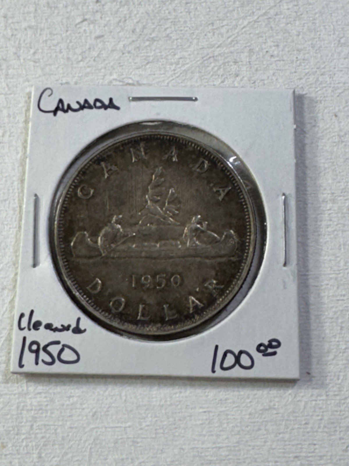 1950 Canada $1 Silver Coin Cleaned Low Mintage