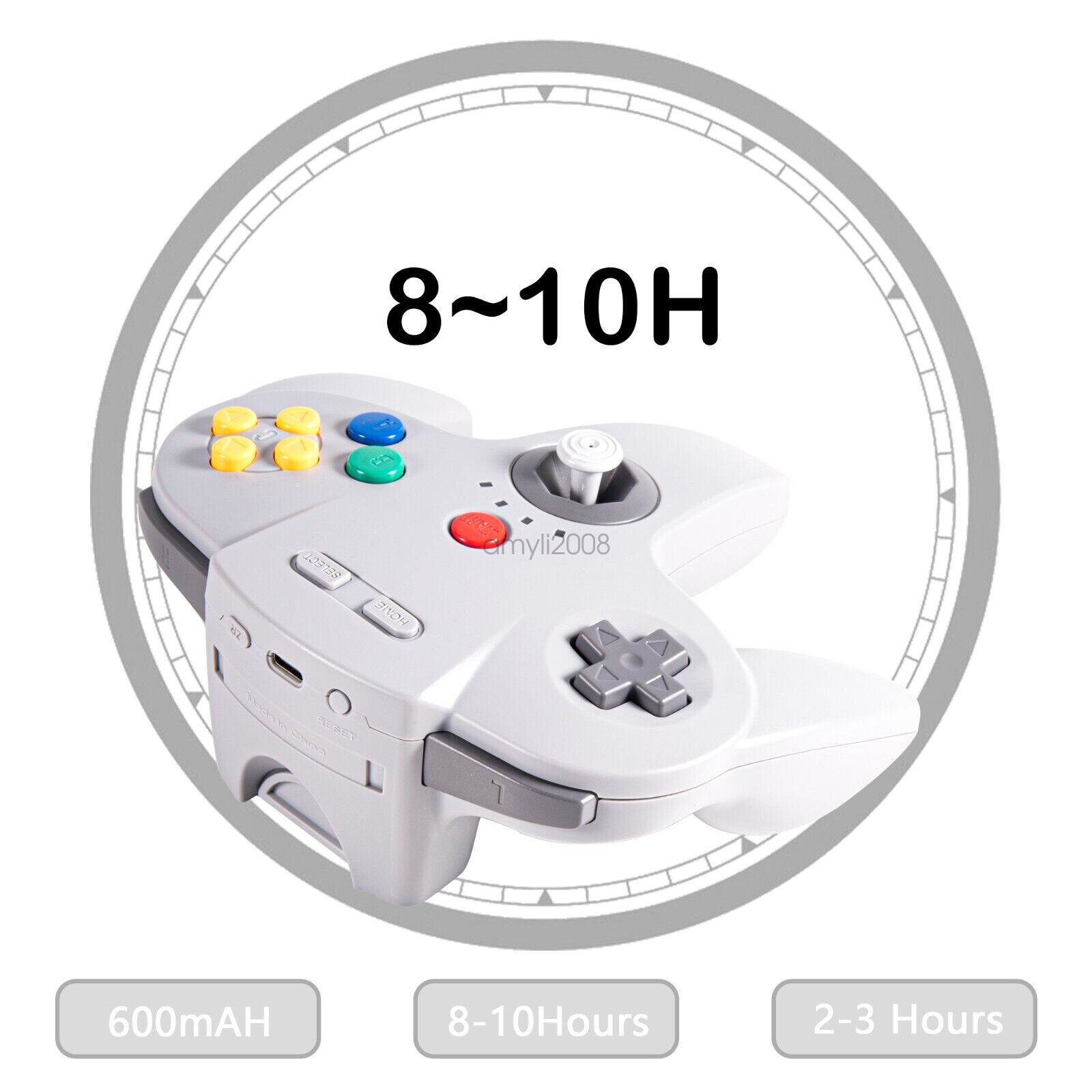 Wireless N64 Controller,2.4G Remote Game Controller w/ Rumble Pak For N64 System