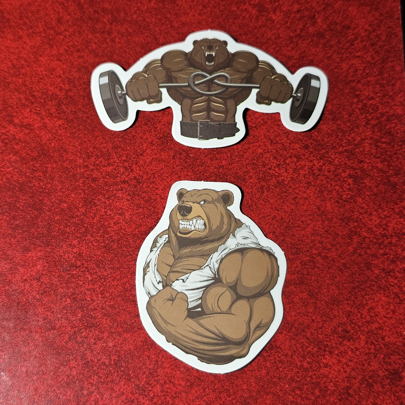 2 STRONG BEARS BODYBUILDING STICKERS LOT S67 JACKED WEIGHTLIFTING GYM MUSCLE