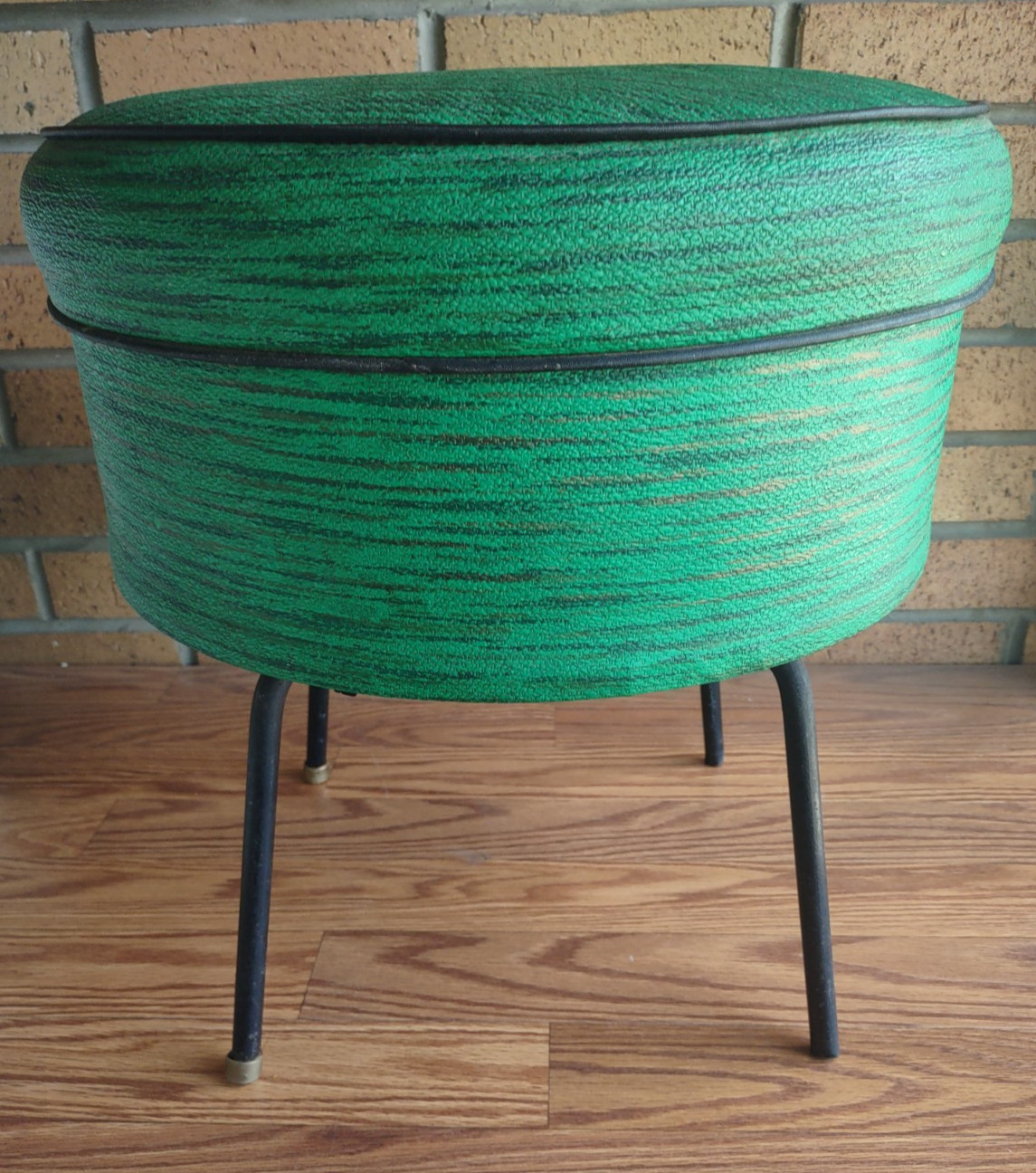 Vintage MCM Mid-century Atomic Kason Storage Swivel Ottoman Footstool Green 1950