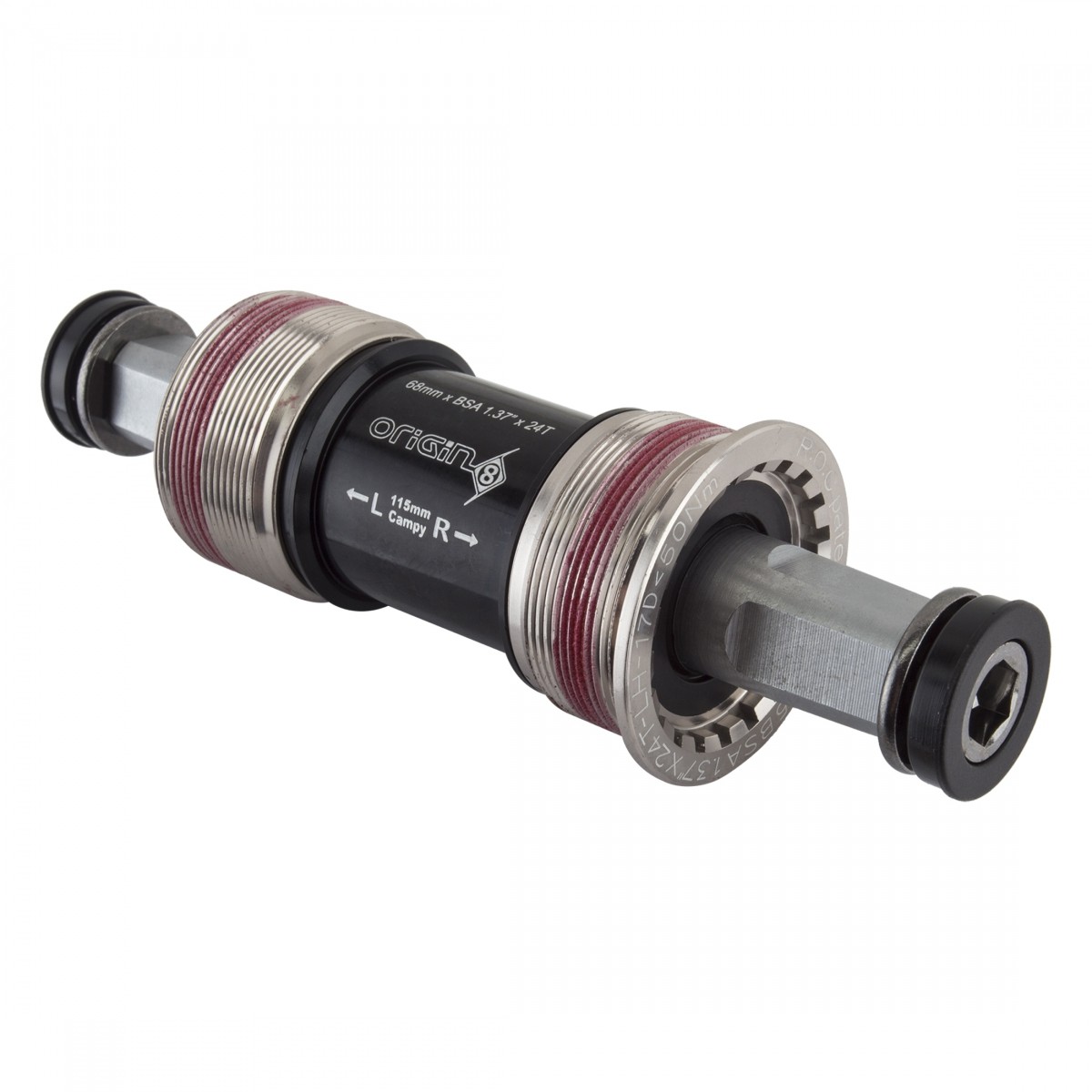 Origin8 TorqLite Sealed Bearings BSA Bottom Bracket 68x115.5mm - CNC Chromium