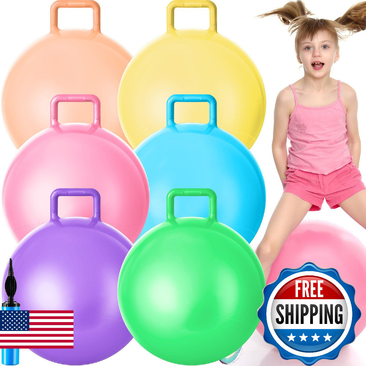 Lewtemi 6 Pcs Hopper Ball Carnival Outdoor Games 22 Inch Jumping Hopping Inflata