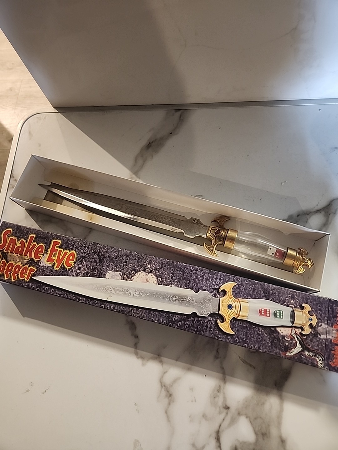 Ole Smokey Brand Snake Eye Dagger With Dice In Hilt Art No OS-111 Dnd Roleplay