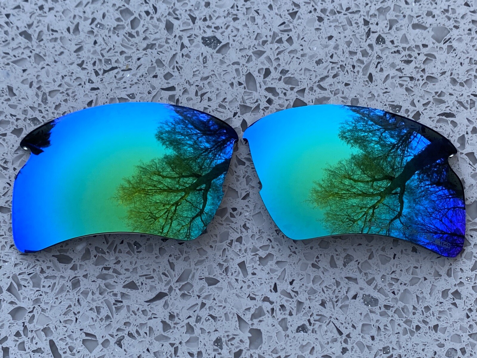ENGRAVED POLARIZED GREEN MIRROR REPLACEMENT LENSES FOR OAKLEY FLAK 2.0 XL