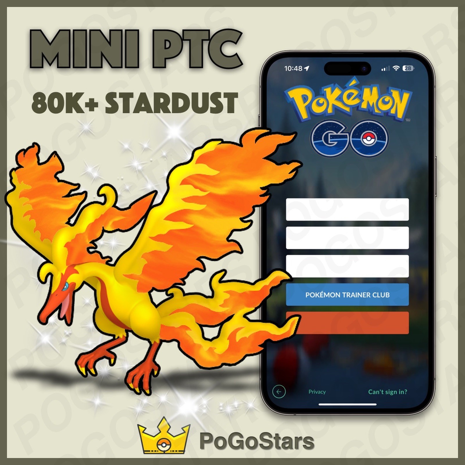 Pokémon PTC GO - Shiny Moltres Galarian - 80K Stardust✨Read Description✨