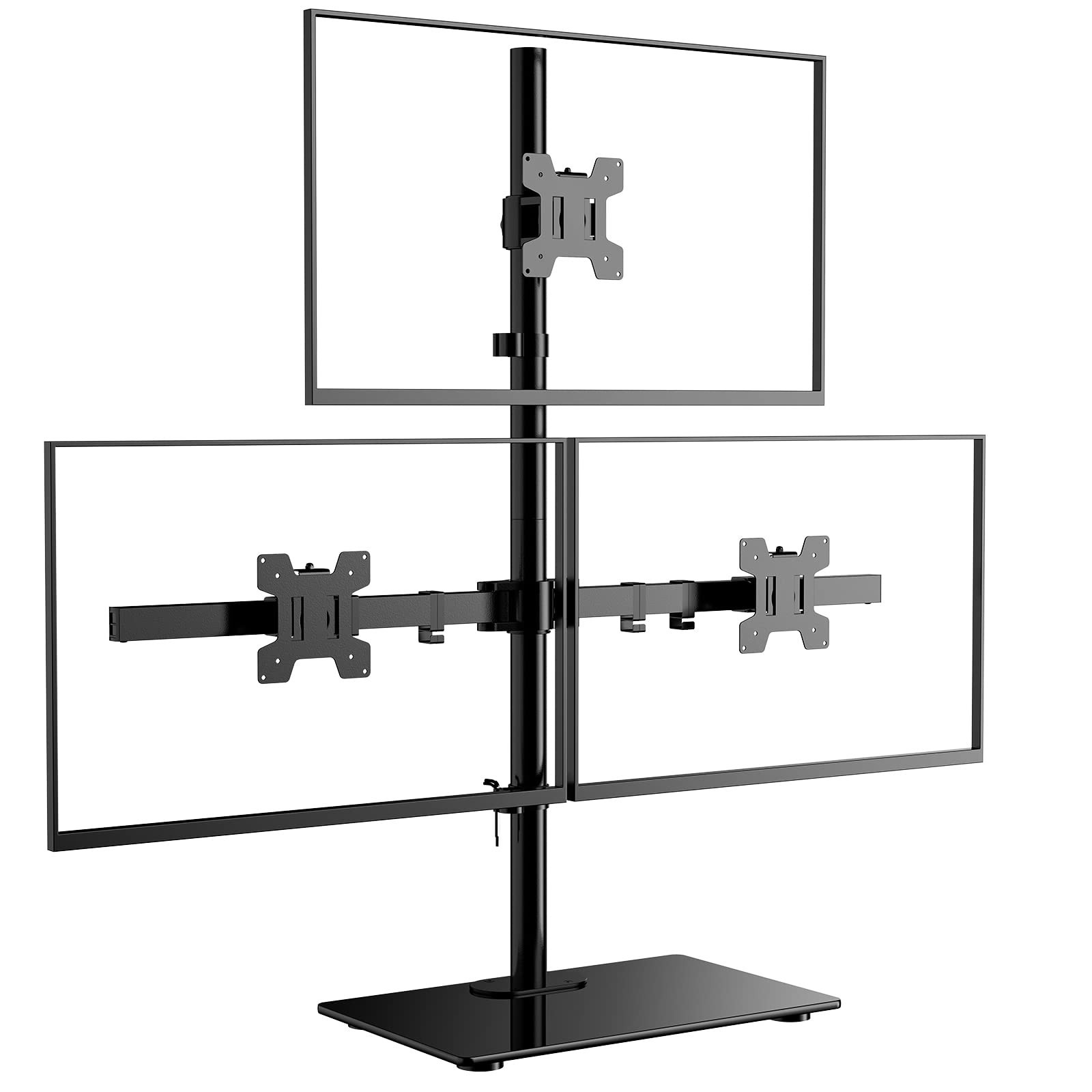 WALI Triple Monitor Stand, Height Adjustable Free-Standing Monitor Desk Mount...
