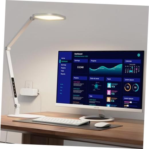 LED Desk Lamp for Home Office, Professional Eye-Caring Diffused Desk White