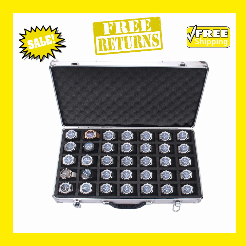 35 Slots High-Quality Watch Storage Aluminum Suitcase Case Jewelry Collection