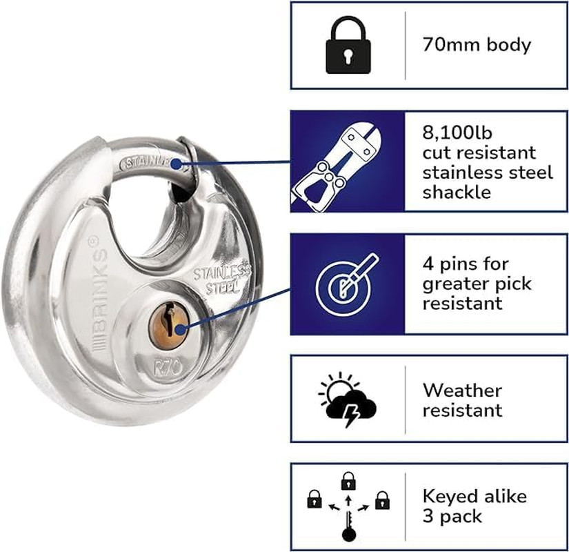 Heavy Duty Discus Plated Security Lock for Storage Shed Garage Lockers