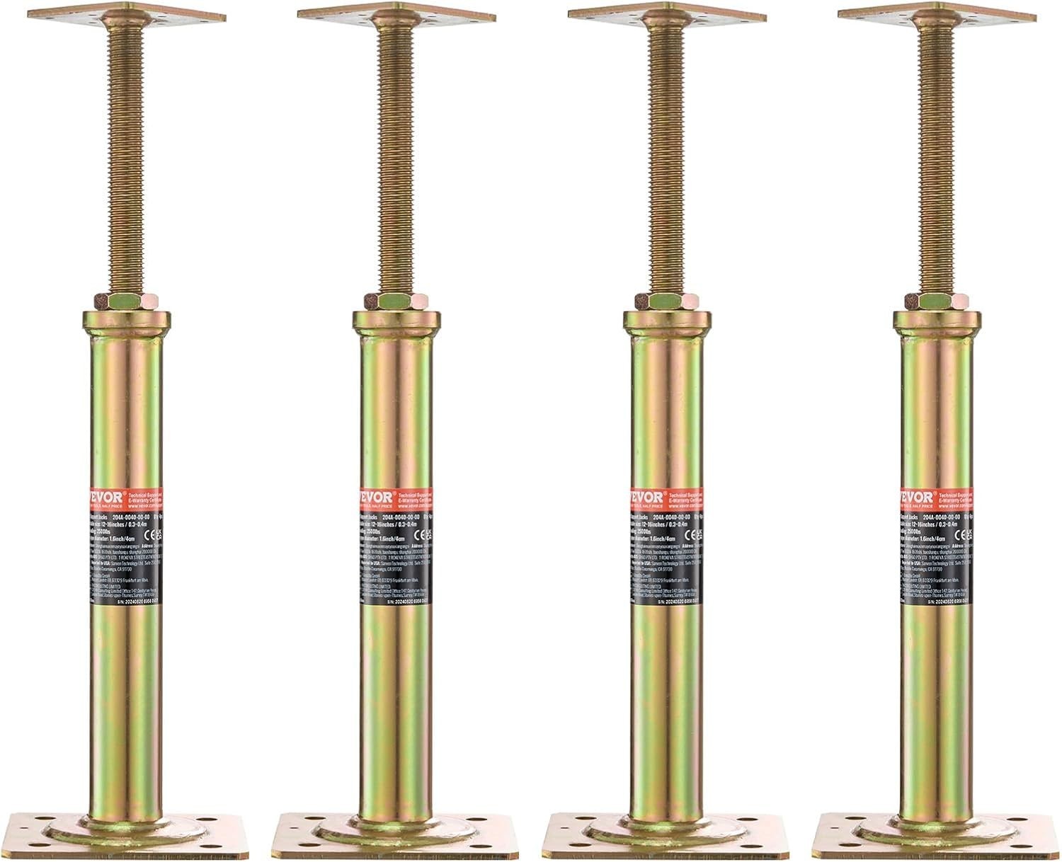 Adjustable Floor Joist Jacks 11.6"-16" Height Range, 10,000 lbs Support, 4 PCS