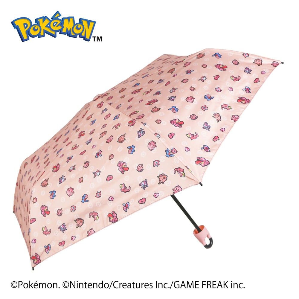 Pokémon Carabiner Folding Umbrella 50cm Pixel Art Pink UV Rain Sun Compact