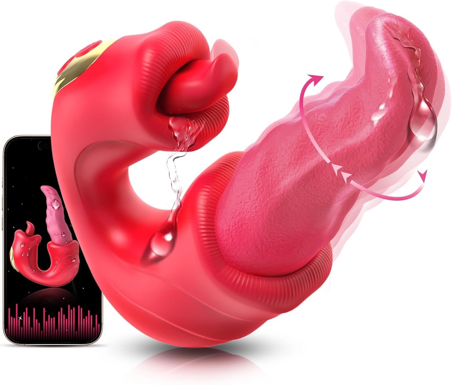 Tongue Vibrator Thrusting Dildo G-Spot Clit Massager Adult Sex Toys For Women