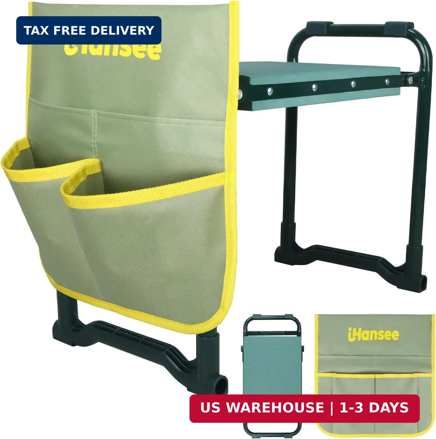 Garden Kneeler and Seat, Foldable Garden Stool with Handles, Heavy Duty All Meta