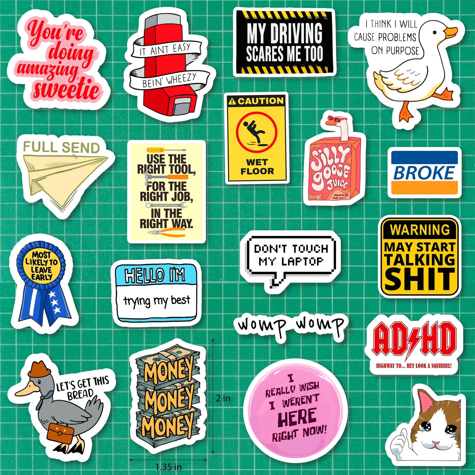 Bulk Safety Warning Vinyl Sticker Pack, Waterproof Hard Hat Stickers for Cons...