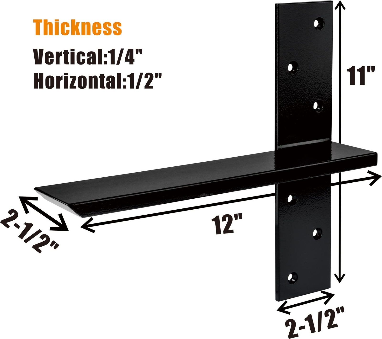 （2-Pack） Free Hanging T Shelf Bracket, Solid Heavy Duty Steel Knee Wall Hidde...
