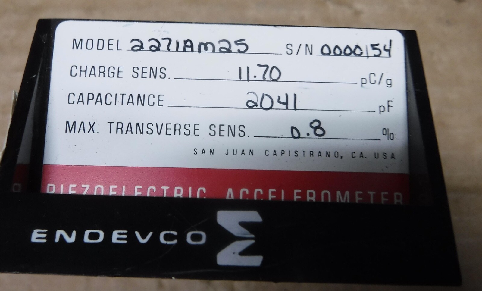 ENDEVCO 0.8 % PE ACCELOROMETER FREE SHIPPING
