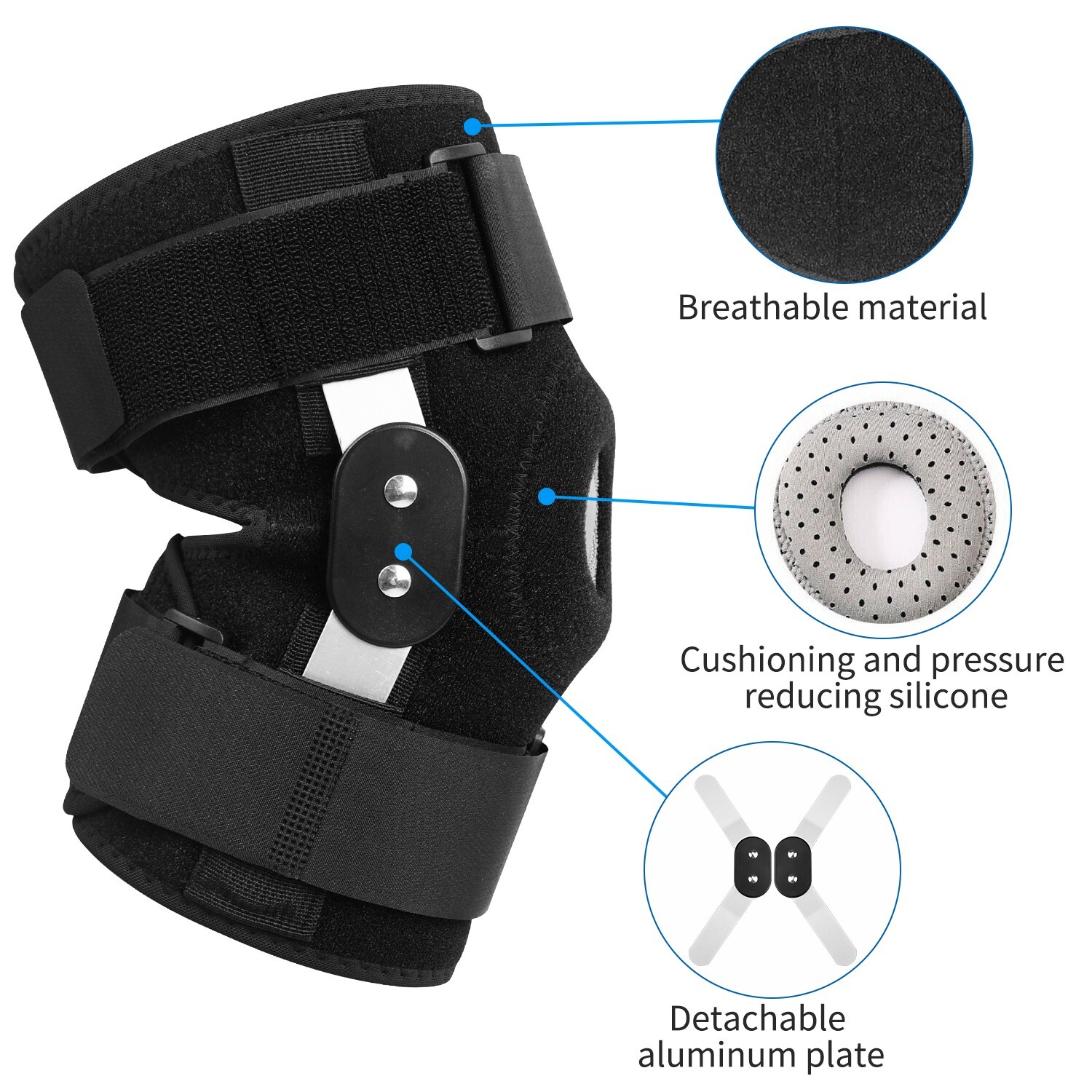 Hinged Open Patella Knee Brace Compression Sleeve Joint Support Stabilizer Wrap