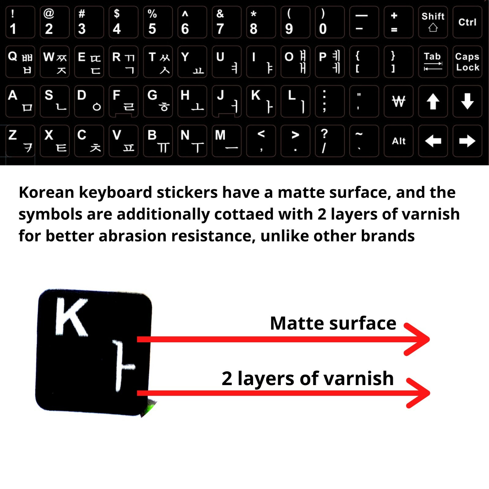 2PCS Korean keyboard stickers Waterproof Replacement Computer Laptop White