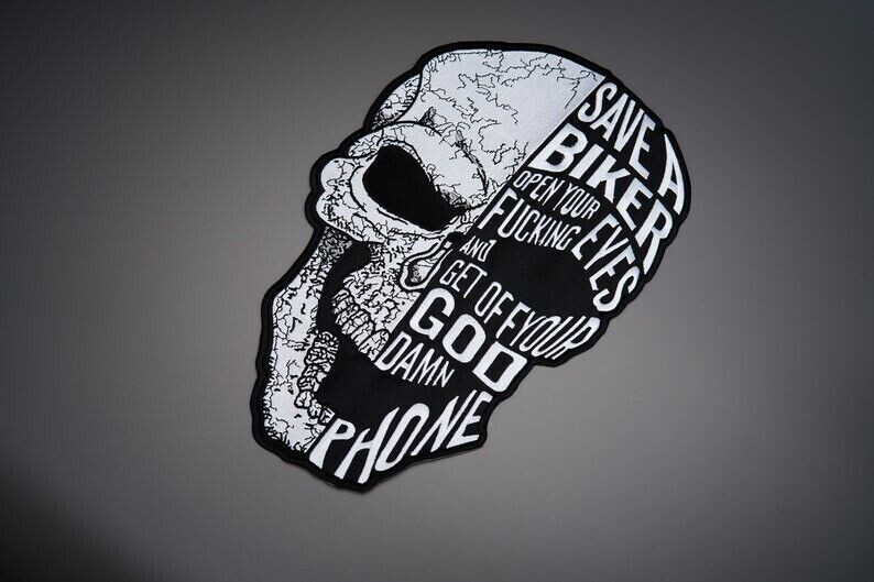 SAVE A BIKER Large Back Patch for custom biker vest